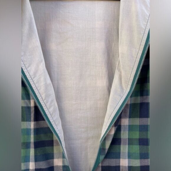 Anthropologie Piplette A-Line Green/Navy Summer Plaid Print Midi Dress Size 6 - Picture 7 of 9